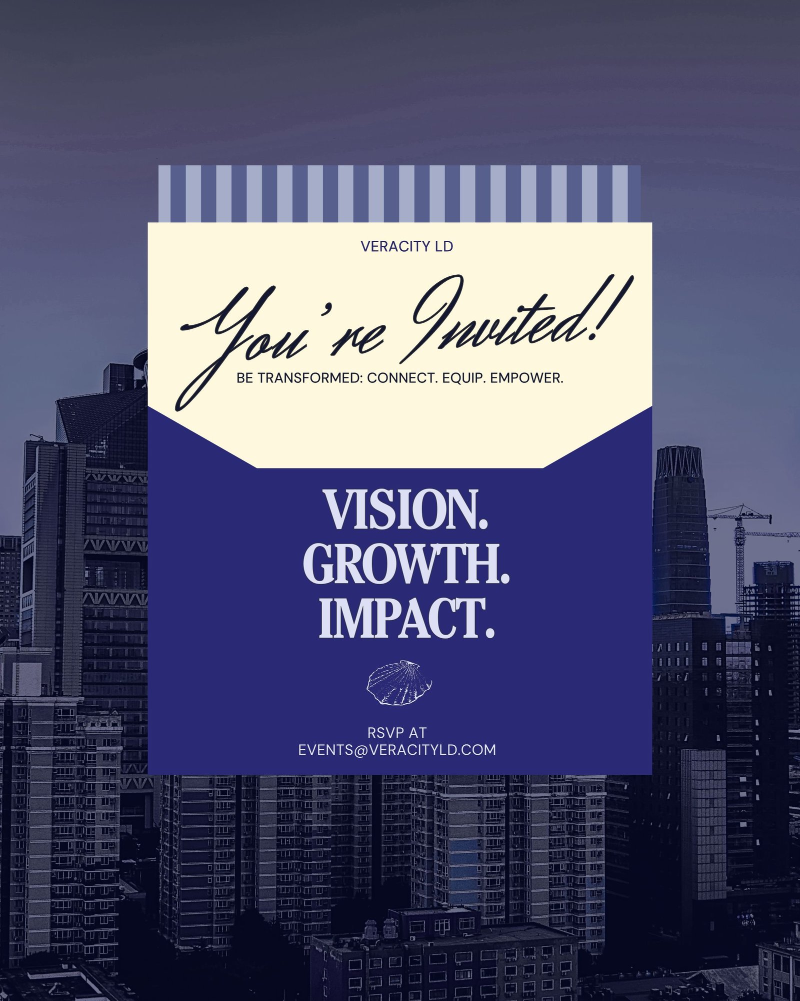 Veracity LD Vision, Growth, Impact event invitation flyer